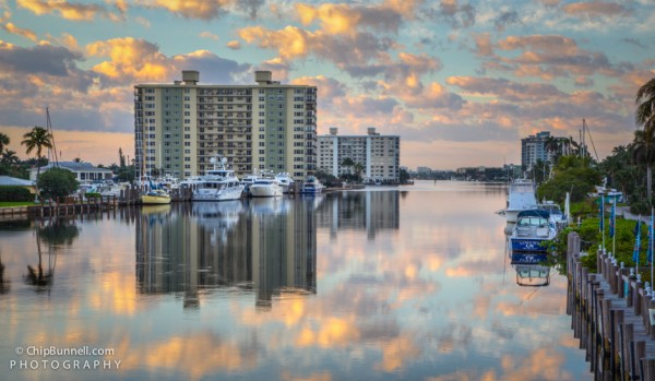 Cloud reflections on Delray Beach Intracoastal Waterway