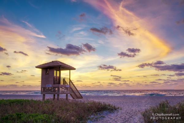 Sunrise Beach Lifeguard Stand by Chip Bunnell Photography