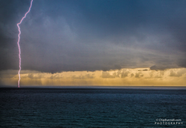 Sunrise Ocean Lightning by Chip Bunnell Photography