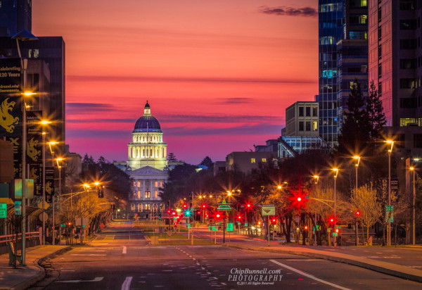 CA State Capital at sunrise by Chip Bunnell Photography